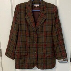 Brooks Brothers Plaid Blazer Size 16 Worsted Wool